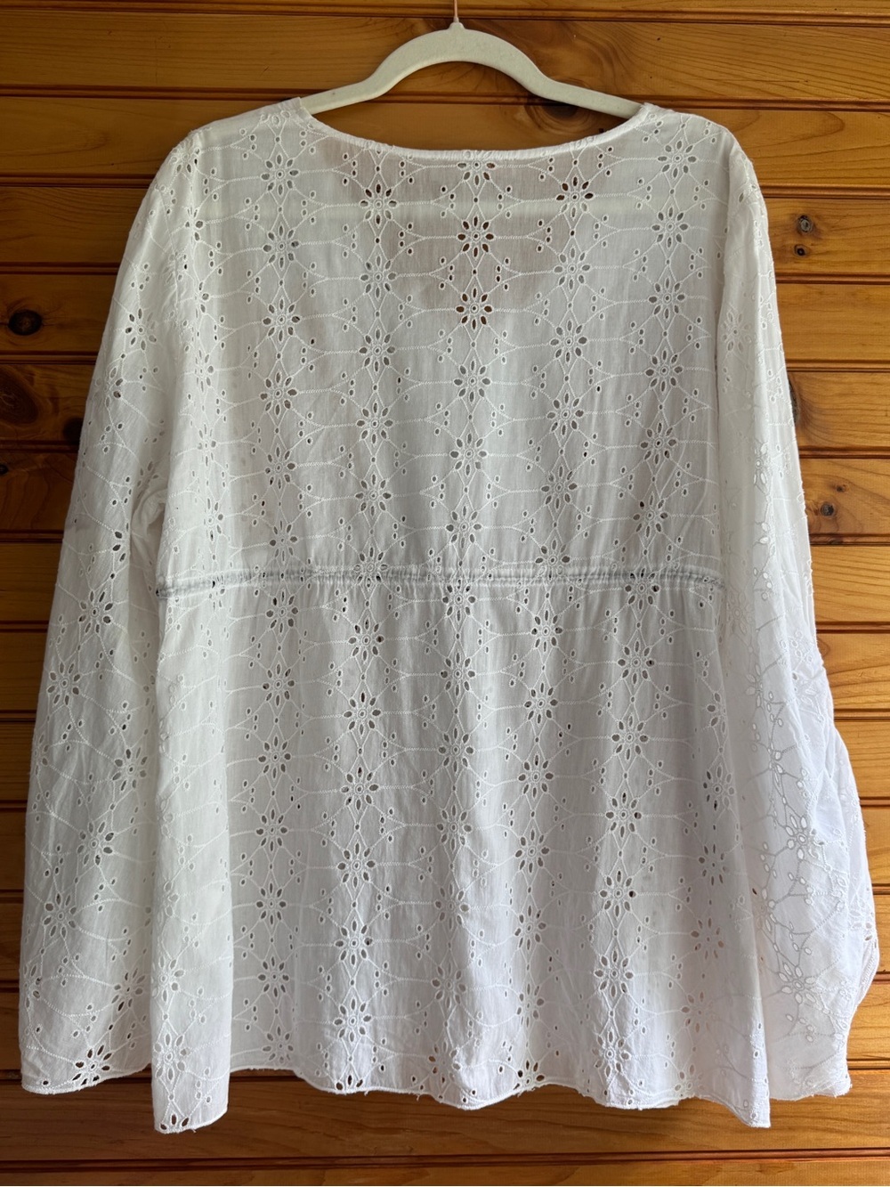 Kyra Beaded Eyelet Peasant Blouse L Boho Festival Cottagecore Resort Cotton - Picture 2 of 16